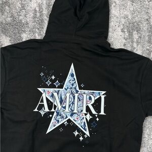 AMIRI Paisley Star-Print Baby Blue Hoodie Mens Size Large